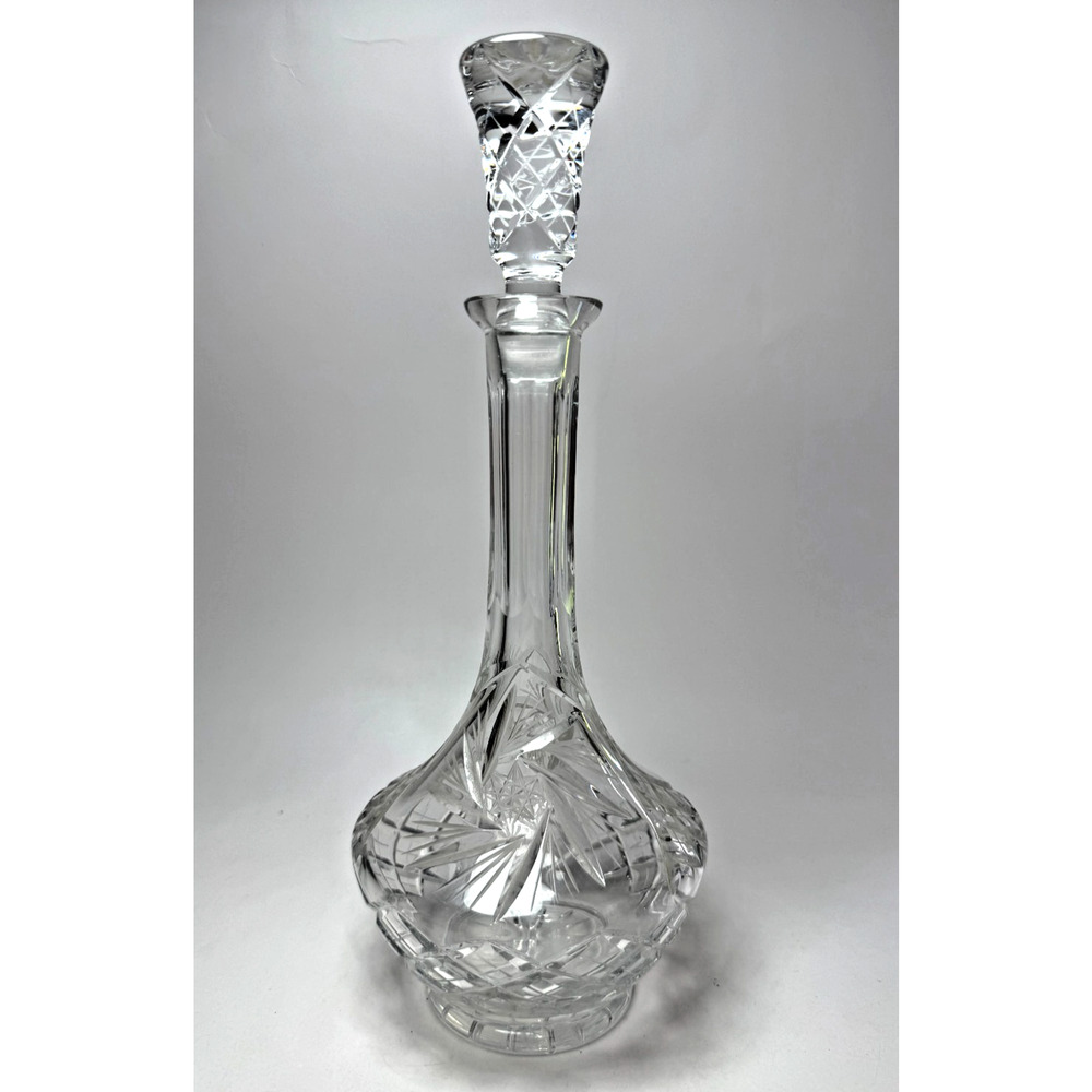 Vintage Eleanor American Cut Brilliant Crystal Decanter Genie Bottle Pinwheel